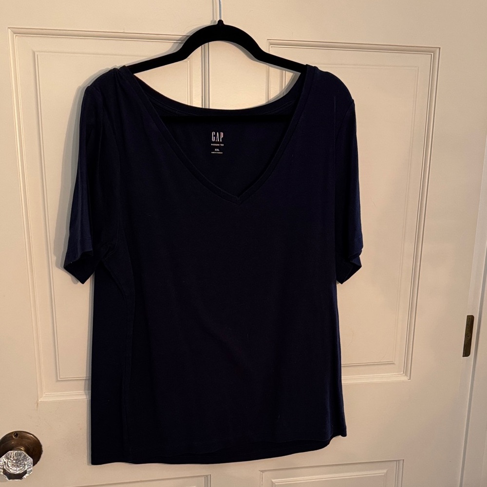 GAP Women's Dark Blue V-Neck Tee